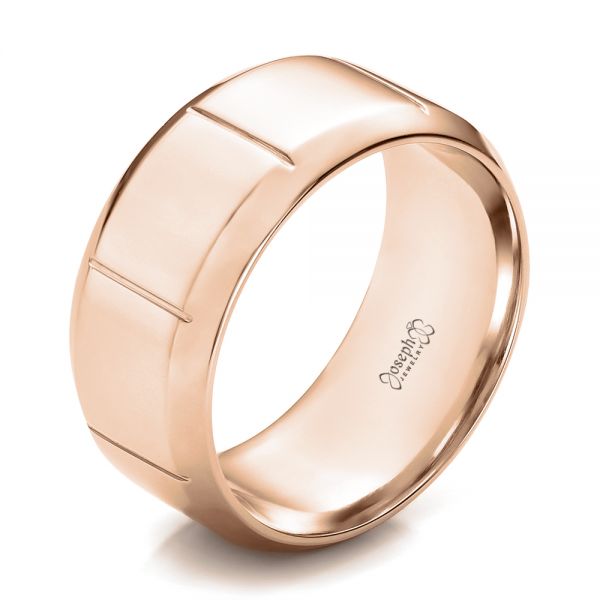 14k Rose Gold 14k Rose Gold Custom Men's Contemporary Band - Three-Quarter View -  100959