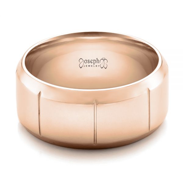 14k Rose Gold 14k Rose Gold Custom Men's Contemporary Band - Flat View -  100959