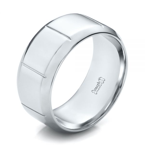 18k White Gold 18k White Gold Custom Men's Contemporary Band - Three-Quarter View -  100959