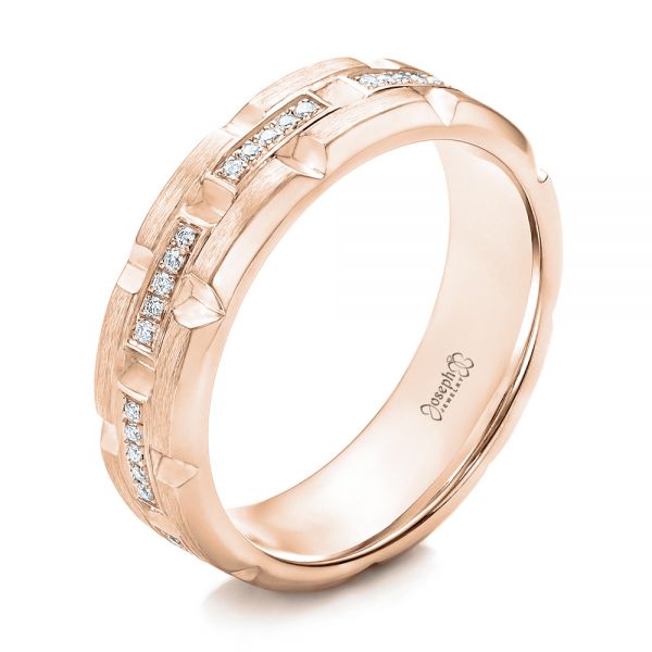 Custom Men's Diamond Brick Cut Wedding Band - Image