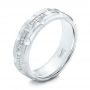 14k White Gold Custom Men's Diamond Brick Cut Wedding Band - Three-Quarter View -  101866 - Thumbnail