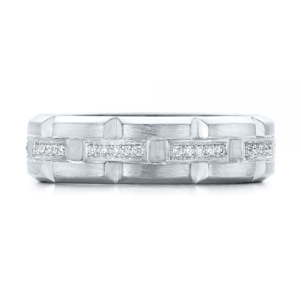  Platinum Platinum Custom Men's Diamond Brick Cut Wedding Band - Top View -  101866
