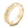 14k Yellow Gold 14k Yellow Gold Custom Men's Diamond Brick Cut Wedding Band - Three-Quarter View -  101866 - Thumbnail