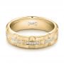 14k Yellow Gold 14k Yellow Gold Custom Men's Diamond Brick Cut Wedding Band - Flat View -  101866 - Thumbnail