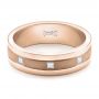 14k Rose Gold 14k Rose Gold Custom Men's Diamond Sandblasted Finish Wedding Band - Flat View -  101217 - Thumbnail