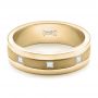 18k Yellow Gold 18k Yellow Gold Custom Men's Diamond Sandblasted Finish Wedding Band - Flat View -  101217 - Thumbnail