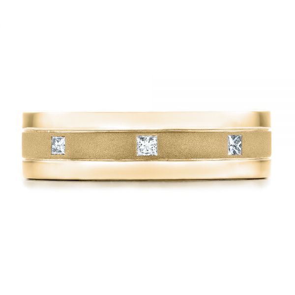 14k Yellow Gold 14k Yellow Gold Custom Men's Diamond Sandblasted Finish Wedding Band - Top View - 101217