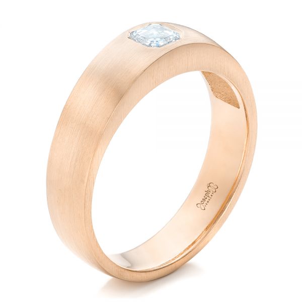 18k Rose Gold 18k Rose Gold Custom Men's Diamond Wedding Band - Three-Quarter View -  102275