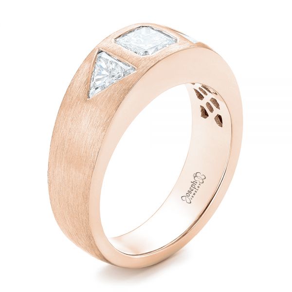 14k Rose Gold 14k Rose Gold Custom Men's Diamond Wedding Band - Three-Quarter View -  102860