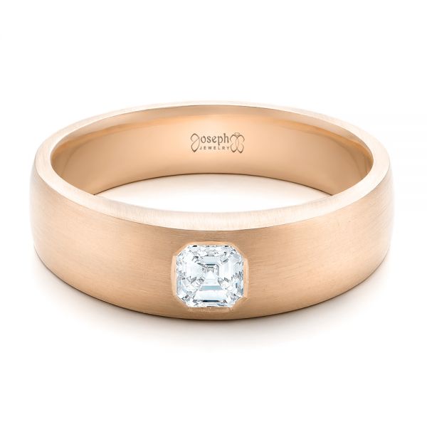 14k Rose Gold 14k Rose Gold Custom Men's Diamond Wedding Band - Flat View -  102275