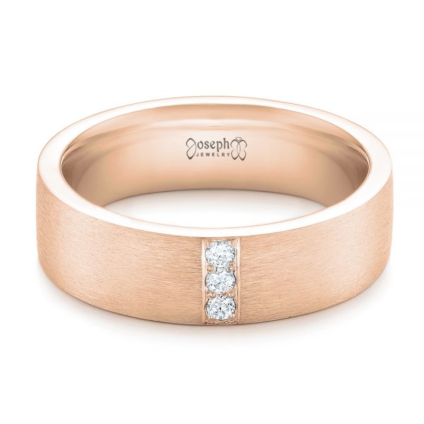 18k Rose Gold 18k Rose Gold Custom Men's Diamond Wedding Band - Flat View -  102430