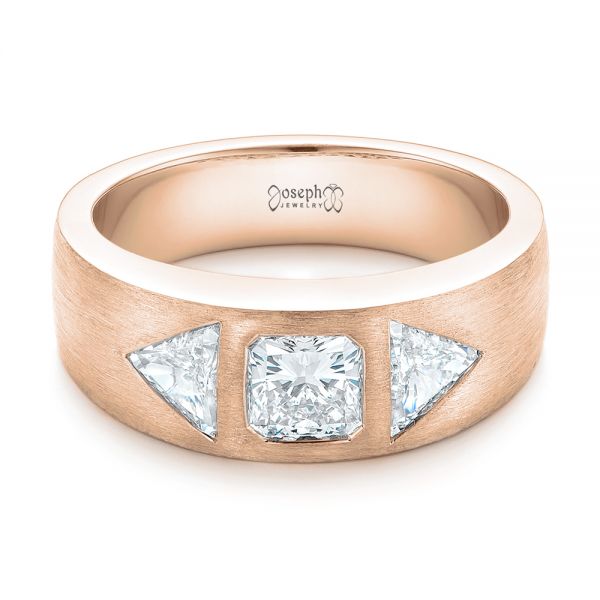 18k Rose Gold 18k Rose Gold Custom Men's Diamond Wedding Band - Flat View - 102860