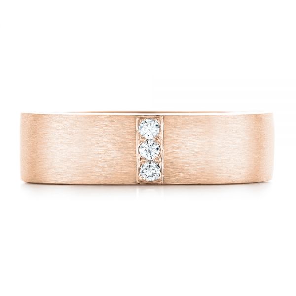 18k Rose Gold 18k Rose Gold Custom Men's Diamond Wedding Band - Top View -  102430