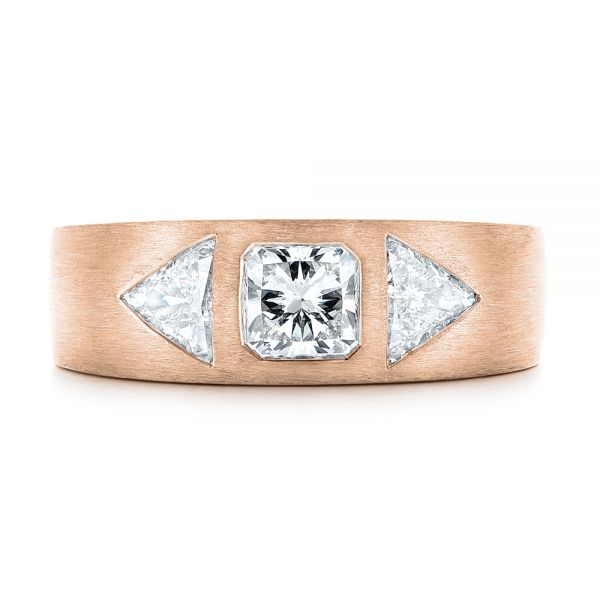 18k Rose Gold 18k Rose Gold Custom Men's Diamond Wedding Band - Top View - 102860