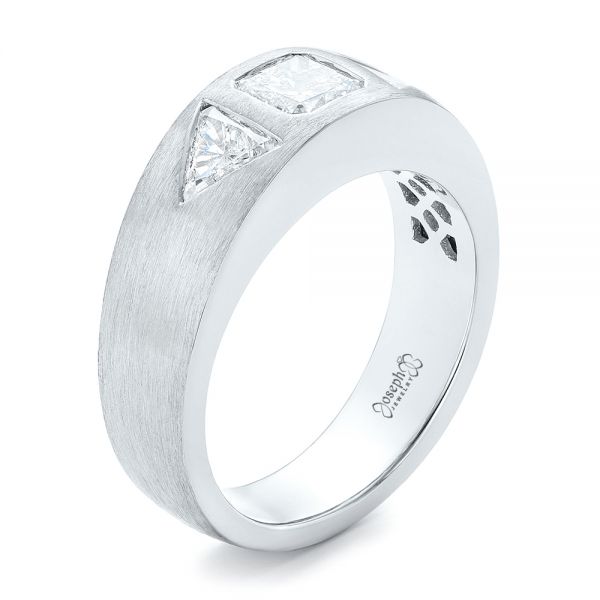 14k White Gold 14k White Gold Custom Men's Diamond Wedding Band - Three-Quarter View -  102860