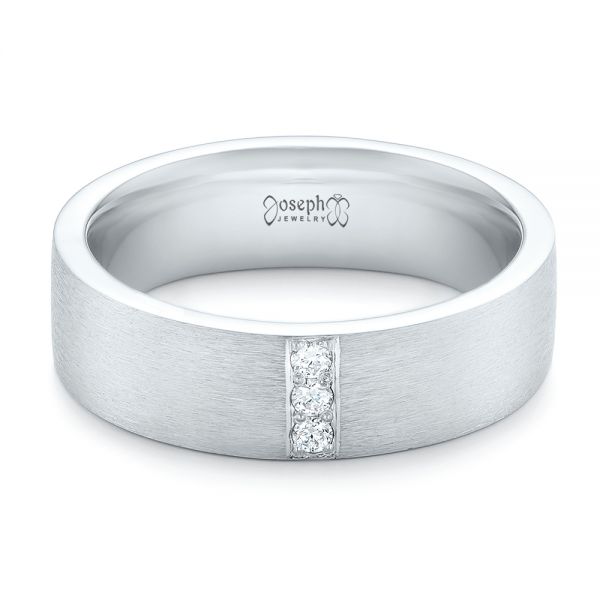 14k White Gold Custom Men's Diamond Wedding Band - Flat View - 102430