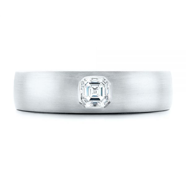 18k White Gold 18k White Gold Custom Men's Diamond Wedding Band - Top View -  102275