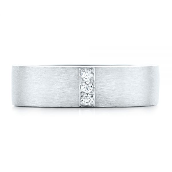 18k White Gold 18k White Gold Custom Men's Diamond Wedding Band - Top View -  102430