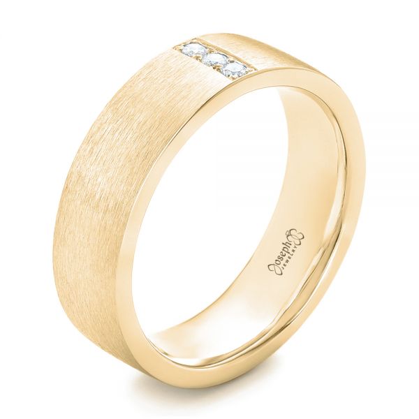 MSJ - Men's Spaced Diamond Brush Wedding Band in Yellow/White Gold