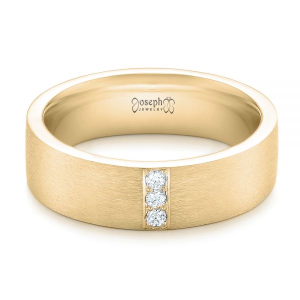 18k Yellow Gold 18k Yellow Gold Custom Men's Diamond Wedding Band - Flat View -  102430