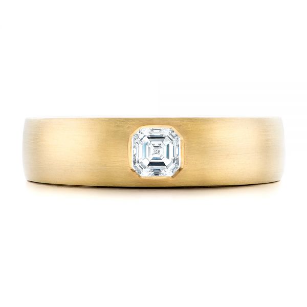 18k Yellow Gold Custom Men's Diamond Wedding Band - Top View -  102275