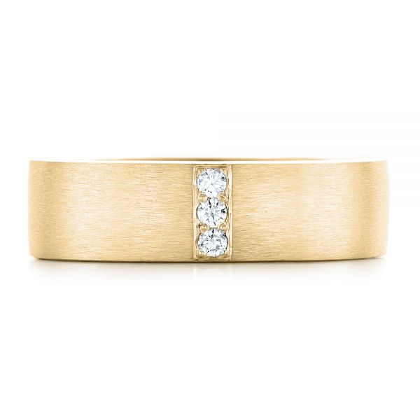 14k Yellow Gold 14k Yellow Gold Custom Men's Diamond Wedding Band - Top View -  102430