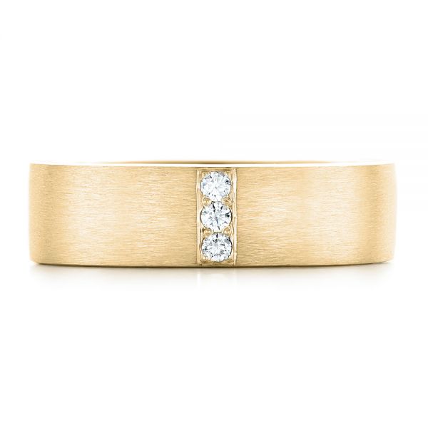 18k Yellow Gold 18k Yellow Gold Custom Men's Diamond Wedding Band - Top View -  102430