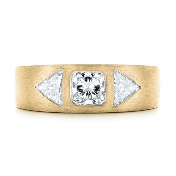 18k Yellow Gold 18k Yellow Gold Custom Men's Diamond Wedding Band - Top View - 102860