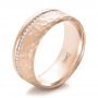 18k Rose Gold 18k Rose Gold Custom Men's Diamond And Hammered Finish Wedding Band - Three-Quarter View -  100611 - Thumbnail