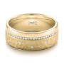 18k Yellow Gold 18k Yellow Gold Custom Men's Diamond And Hammered Finish Wedding Band - Flat View -  100611 - Thumbnail