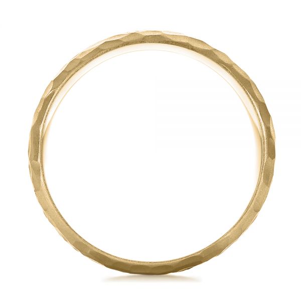 18k Yellow Gold 18k Yellow Gold Custom Men's Diamond And Hammered Finish Wedding Band - Front View - 100611