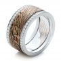  Platinum And 14K Gold Platinum And 14K Gold Custom Men's Diamond And Mokume Wedding Band - Three-Quarter View -  102012 - Thumbnail