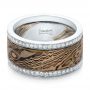  Platinum And 14K Gold Platinum And 14K Gold Custom Men's Diamond And Mokume Wedding Band - Flat View -  102012 - Thumbnail