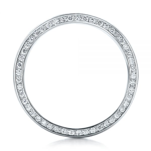 14K Gold And Platinum 14K Gold And Platinum Custom Men's Diamond And Mokume Wedding Band - Front View - 102009