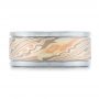  14K Gold And Platinum 14K Gold And Platinum Custom Men's Diamond And Mokume Wedding Band - Top View -  102009 - Thumbnail