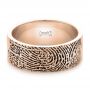 18k Rose Gold 18k Rose Gold Custom Men's Engraved Fingerprint Wedding Band - Flat View -  102383 - Thumbnail