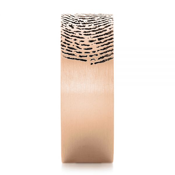 14k Rose Gold 14k Rose Gold Custom Men's Engraved Fingerprint Wedding Band - Side View -  102383