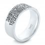 18k White Gold Custom Men's Engraved Fingerprint Wedding Band - Three-Quarter View -  102383 - Thumbnail