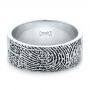 18k White Gold Custom Men's Engraved Fingerprint Wedding Band - Flat View -  102383 - Thumbnail