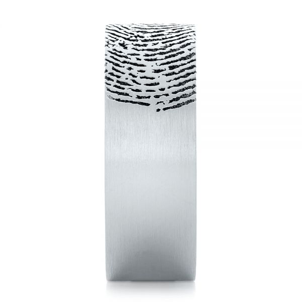 Platinum Platinum Custom Men's Engraved Fingerprint Wedding Band - Side View -  102383