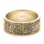 14k Yellow Gold 14k Yellow Gold Custom Men's Engraved Fingerprint Wedding Band - Flat View -  102383 - Thumbnail