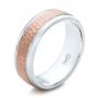  Platinum And 18k Rose Gold Platinum And 18k Rose Gold Custom Men's Hammered Band - Three-Quarter View -  101162 - Thumbnail