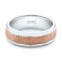  18K Gold And 18k Rose Gold 18K Gold And 18k Rose Gold Custom Men's Hammered Band - Flat View -  101162 - Thumbnail