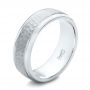  Platinum And 14k White Gold Platinum And 14k White Gold Custom Men's Hammered Band - Three-Quarter View -  101162 - Thumbnail