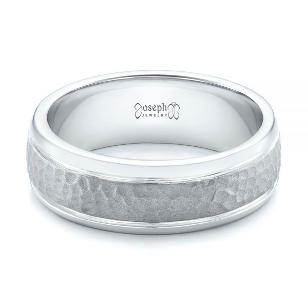  Platinum And Platinum Platinum And Platinum Custom Men's Hammered Band - Flat View -  101162