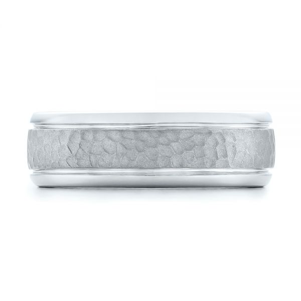 18K Gold And 14k White Gold 18K Gold And 14k White Gold Custom Men's Hammered Band - Top View - 101162