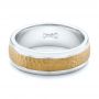  18K Gold And 14k Yellow Gold 18K Gold And 14k Yellow Gold Custom Men's Hammered Band - Flat View -  101162 - Thumbnail
