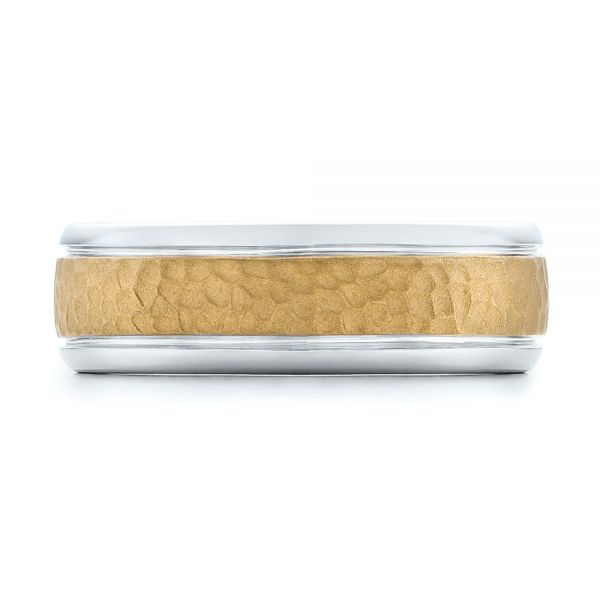 18K Gold And 14k Yellow Gold 18K Gold And 14k Yellow Gold Custom Men's Hammered Band - Top View - 101162