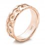 18k Rose Gold 18k Rose Gold Custom Men's Hammered Wave Wedding Band - Three-Quarter View -  100698 - Thumbnail