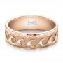 14k Rose Gold 14k Rose Gold Custom Men's Hammered Wave Wedding Band - Flat View -  100698 - Thumbnail